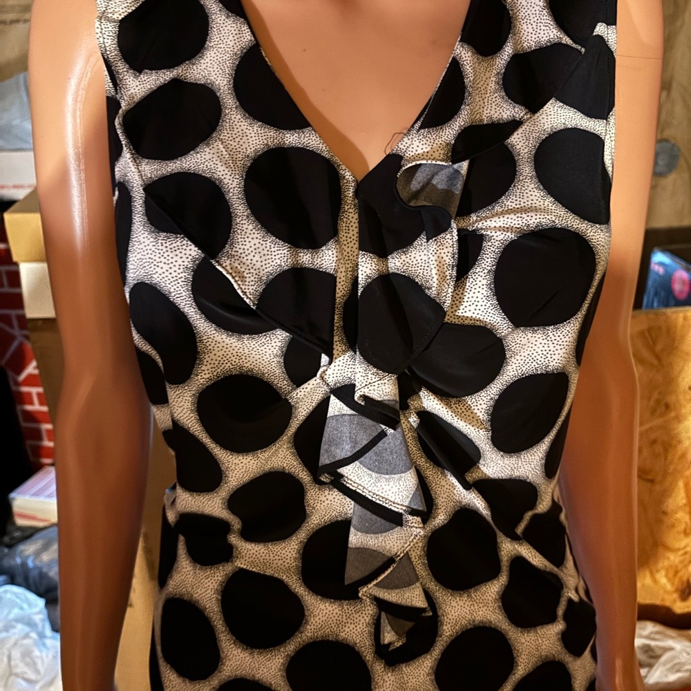 Ladies The Limited Black and White Polka Dot Blouse Size M
